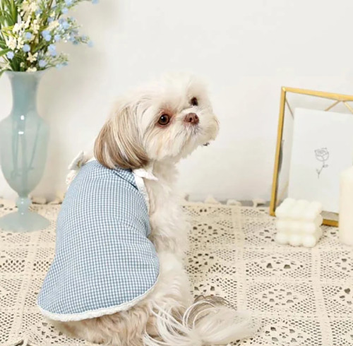 Dog Bow-Strap Camisole Tank Top | Plaid Check Spaghetti-Strap Pet Top | OEM Manufacturer