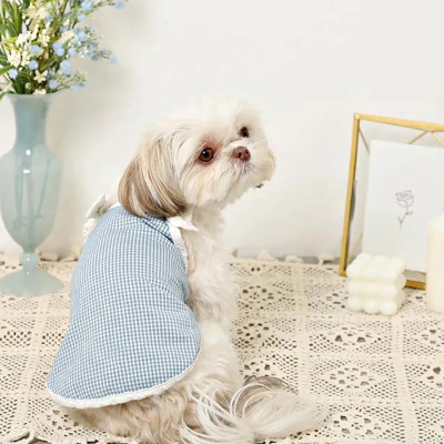 Dog Bow-Strap Camisole Tank Top | Plaid Check Spaghetti-Strap Pet Top | OEM Manufacturer