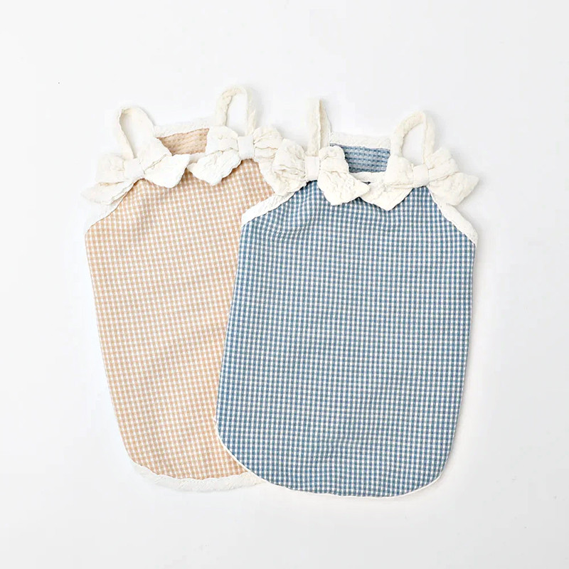 Dog bow-strap camisole bow and plaid detail