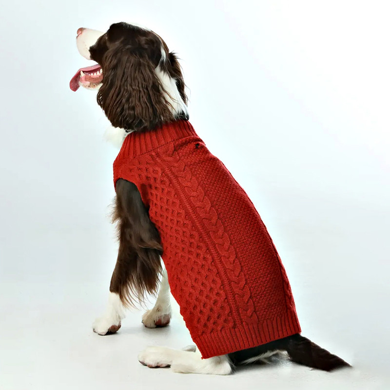 Dog knit sweater vest detail