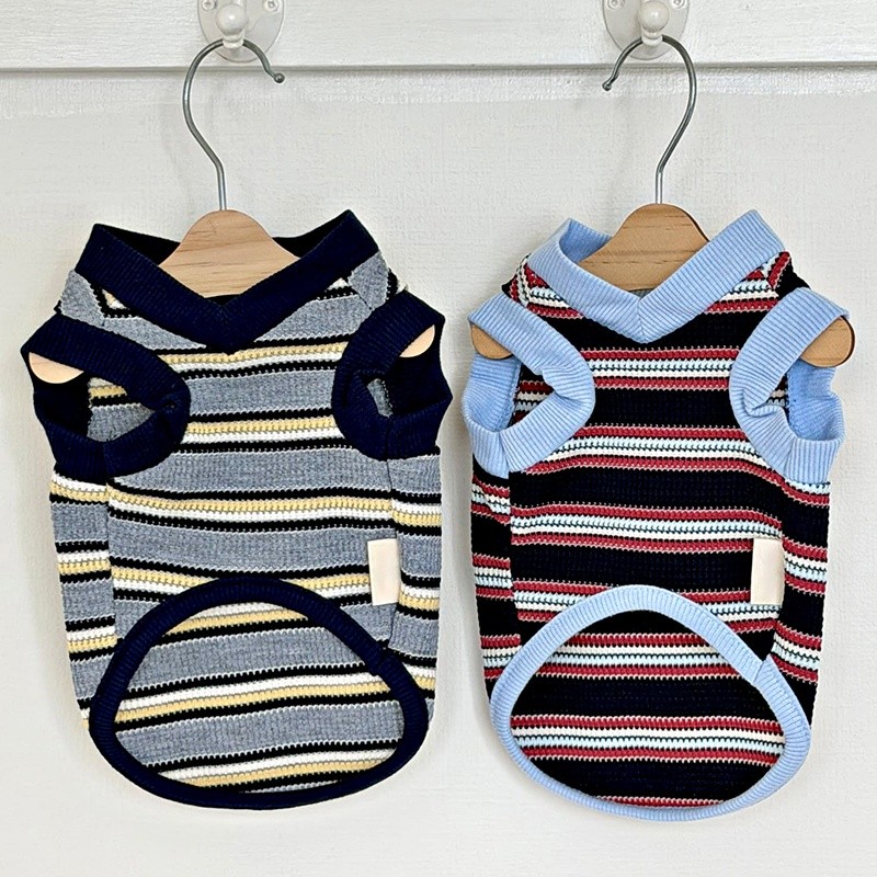 Dog striped knit vest front view