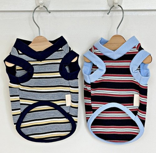 Dog Striped Knit Vest | High-Stretch V-Neck Pet Apparel for All-Season Layering | Private Label Pet Apparel Manufacturer