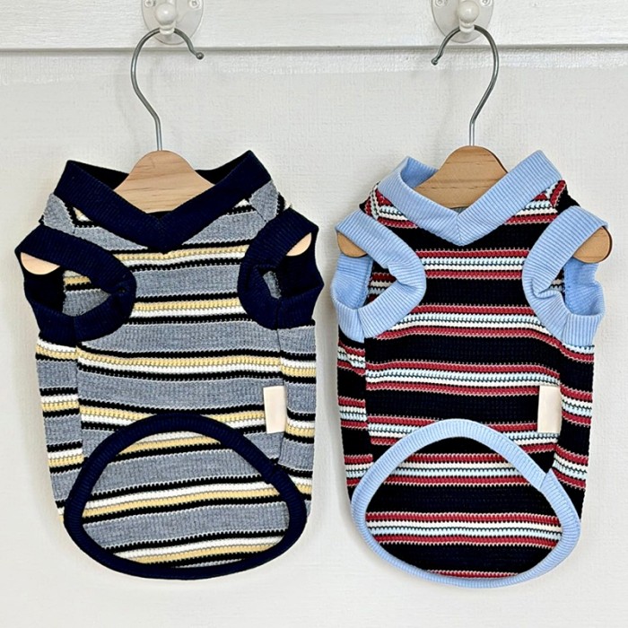 Dog Striped Knit Vest | High-Stretch V-Neck Pet Apparel for All-Season Layering | Private Label Pet Apparel Manufacturer