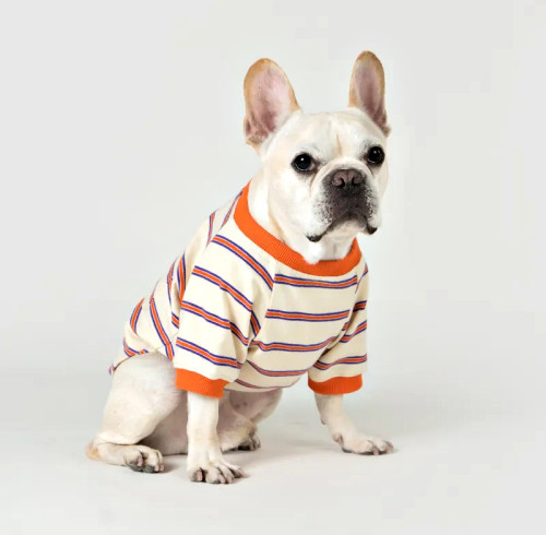 Dog Striped Pocket T-Shirt | Soft Jersey Pet Tee for Casual Everyday Wear | Custom Pet Apparel Supplier