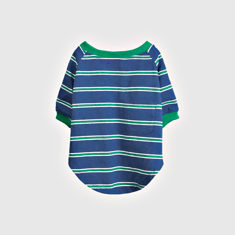 Dog striped pocket t-shirt front view