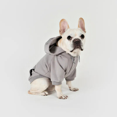 Custom Short-Sleeve Dog Hoodie with Snap Placket and Back Pocket