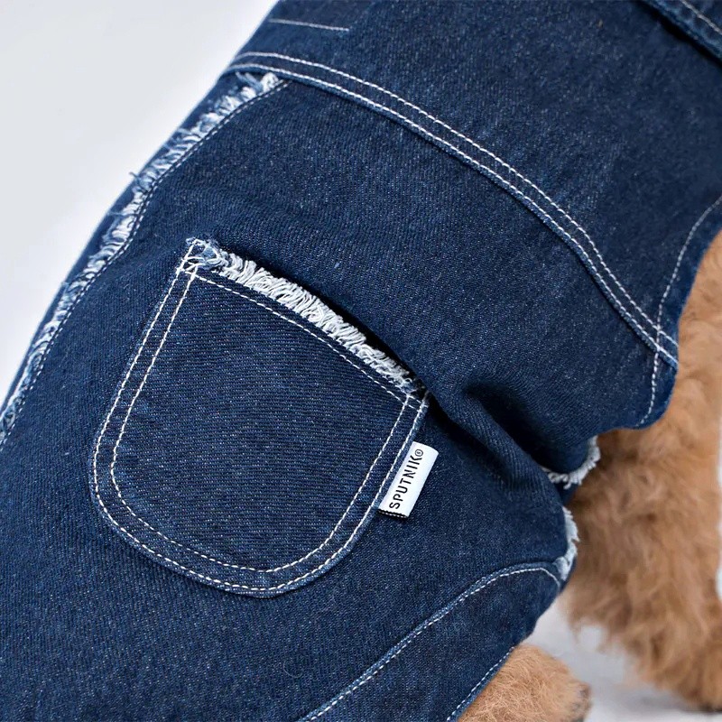 Dog fringe denim vest full view