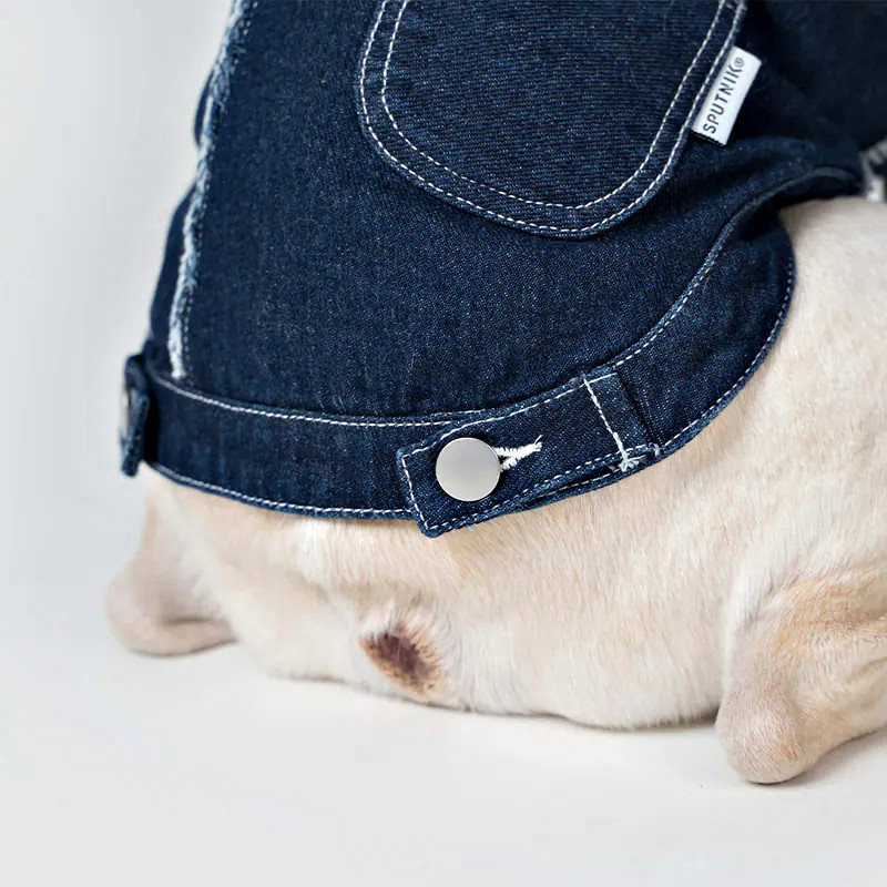 Dog fringe denim vest fringe detail
