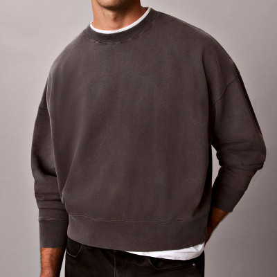 Garment-Dyed Drop Shoulder Sweatshirt | Boxy-Cut Fleece Pullover with Soft Hand Feel | Sweatshirt OEM Factory