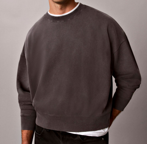 Garment-Dyed Drop Shoulder Sweatshirt | Boxy-Cut Fleece Pullover with Soft Hand Feel | Sweatshirt OEM Factory