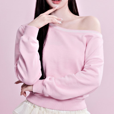 Women's Oversized Off-Shoulder Sweatshirt | Lace-Trim Drop Shoulder Pullover with Color Block | Women's Sweatshirt Manufacturer