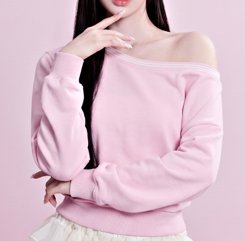 Women's Oversized Off-Shoulder Sweatshirt | Lace-Trim Drop Shoulder Pullover with Color Block | Women's Sweatshirt Manufacturer