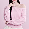 Women's Oversized Off-Shoulder Sweatshirt | Lace-Trim Drop Shoulder Pullover with Color Block | Women's Sweatshirt Manufacturer