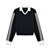 Women's Cropped Color-Block Ribbed Sweatshirt | Relaxed Cropped Pullover with Contrast Rib Trim | Cropped Sweatshirt Manufacturer