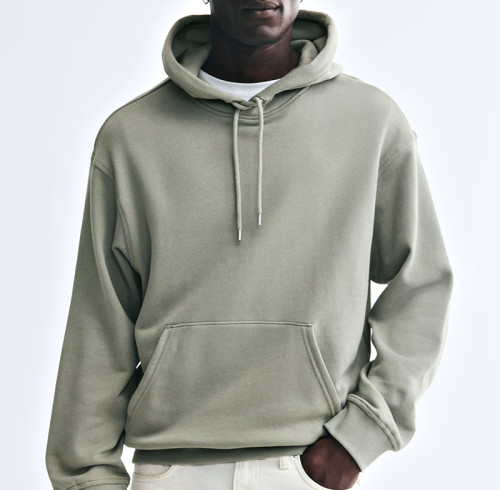 Relaxed Drawstring Hoodie Knit-Lined Hood Dropped Shoulder Kangaroo Pocket Ribbed Cuff Hem Pullover Private Label Hoodie Factory