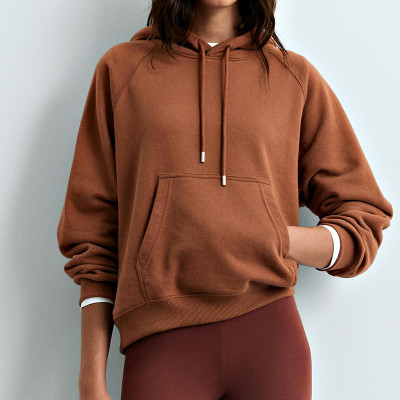 Raglan Fleece Pullover Hoodie with Contrast Rib Trims and Kangaroo Pocket Wholesale Hoodie Manufacturer