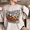 Vintage Santa Sleigh Graphic Crewneck Sweatshirt with Ribbed Trims Holiday Sweatshirt Supplier