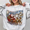 Vintage Santa Sleigh Graphic Crewneck Sweatshirt with Ribbed Trims Holiday Sweatshirt Supplier