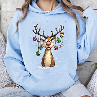 Vintage Reindeer Graphic Crewneck Sweatshirt with Seamless Tubular Body Custom Sweatshirt Manufacturer