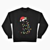 Black Cat Christmas Tree Lights Sweatshirt with Refined Relaxed Fit Custom Holiday Crewneck Manufacturer