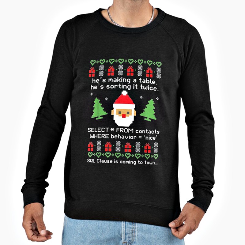 Fun Christmas graphic on the front with the raglan sleeve seam of the crewneck sweatshirt