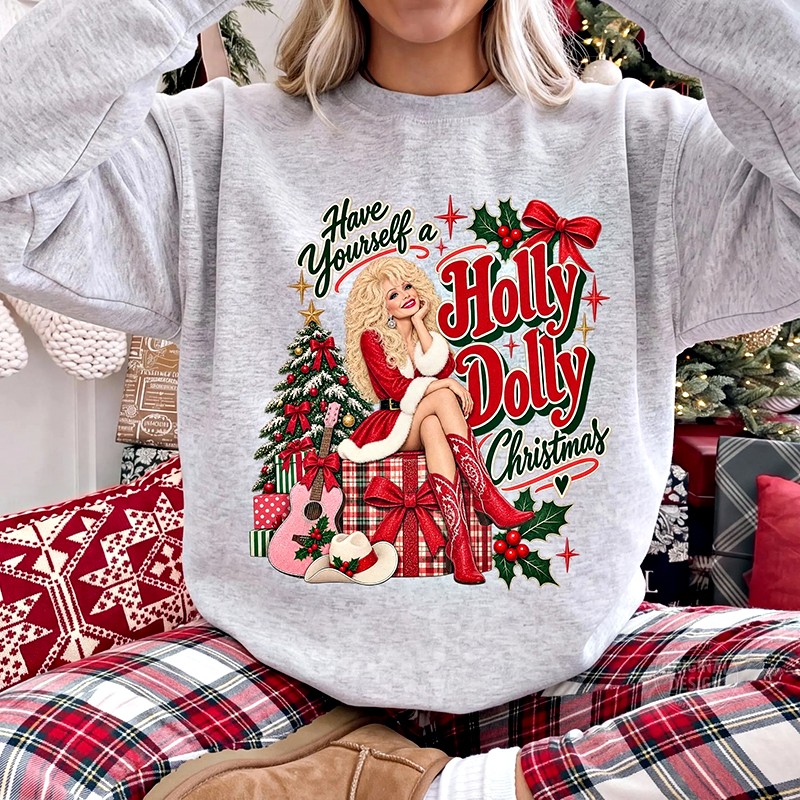 Printed crewneck fabric showing the bonded DTF film and wash-durable color