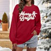 Women's Merry Christmas Oversized Sequin Crewneck Sweatshirt Custom Holiday Pullover Manufacturer