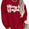 Women's Merry Christmas Oversized Sequin Crewneck Sweatshirt Custom Holiday Pullover Manufacturer