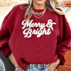 Women's Merry Christmas Oversized Sequin Crewneck Sweatshirt Custom Holiday Pullover Manufacturer