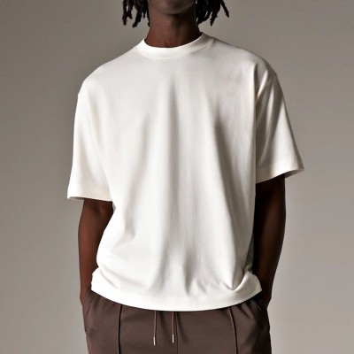 Men's Relaxed Fit Drop-Shoulder T-Shirt with Ribbed Collar Custom T-Shirt Manufacturer