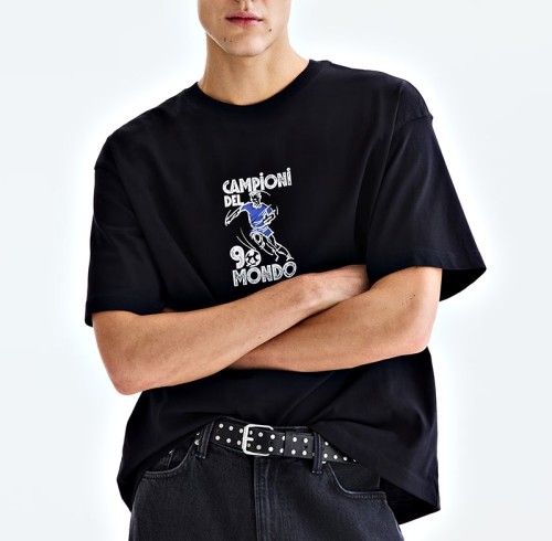 Men's Relaxed Printed T-Shirt with Straight Hem Custom Printed Tee Supplier