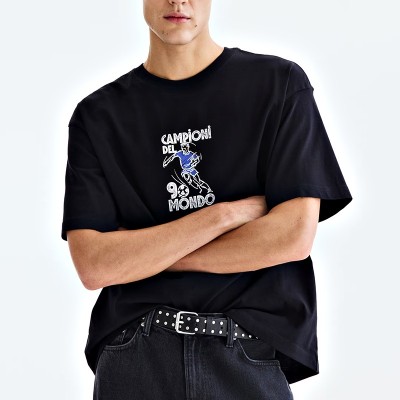 Men's Relaxed Printed T-Shirt with Straight Hem Custom Printed Tee Supplier