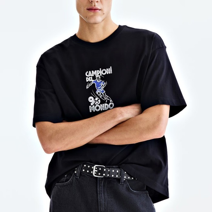 Men's Relaxed Printed T-Shirt with Straight Hem Custom Printed Tee Supplier
