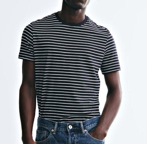 Men's Slim Fit T-Shirt with Ribbed Crewneck Custom Fitted Tee Maker