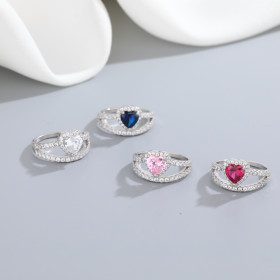 Custom 925 Sterling Silver Heart Rings | Hypoallergenic Zircon Ring | Jewelry Manufacturer