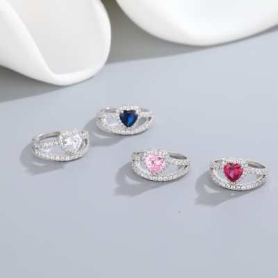 Custom 925 Sterling Silver Heart Rings | Hypoallergenic Zircon Ring | Jewelry Manufacturer
