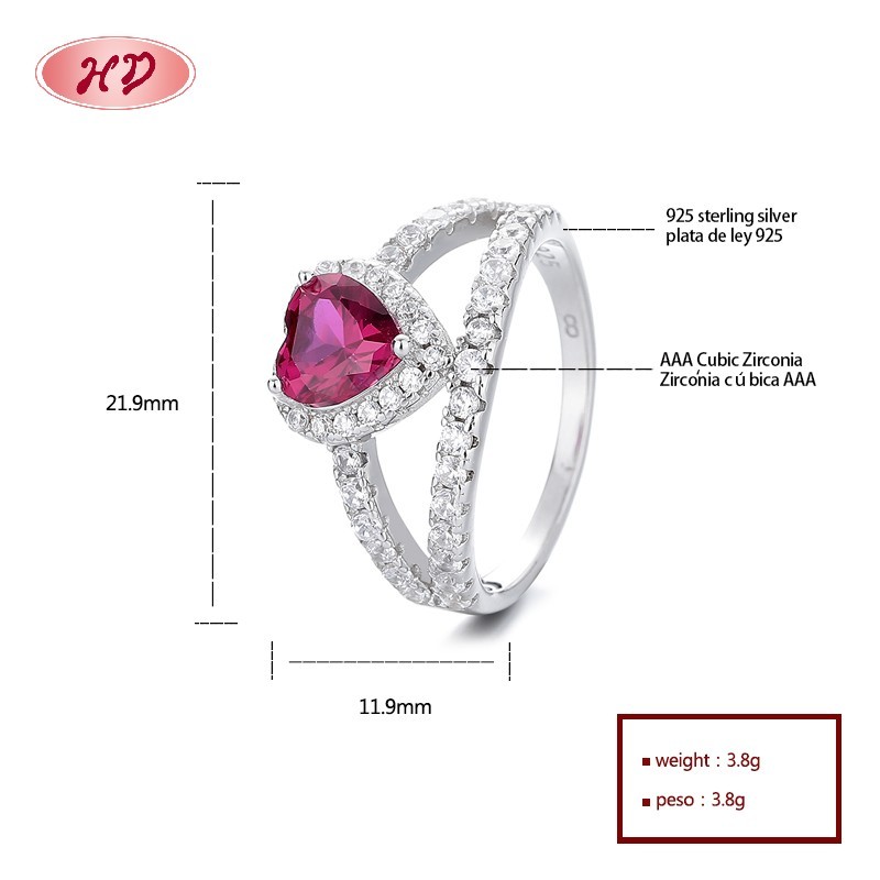 HSAR586004 (Custom 925 Sterling Silver Heart Rings for Wholesale & OEM)