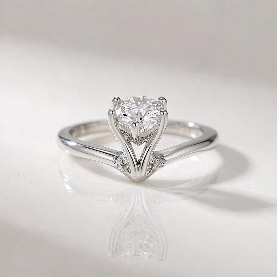 Custom 925 silver ring set with a clear cubic zirconia stone