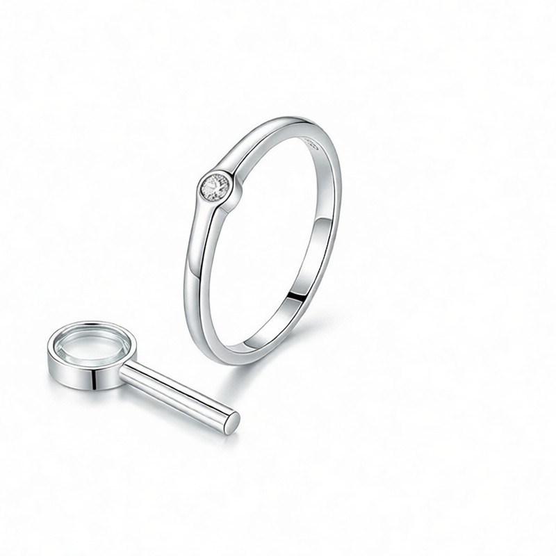 925 sterling silver ring with magnifying loupe inspection
