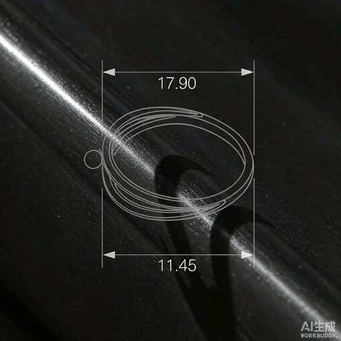 Silver jewelry design blueprint with measurement lines