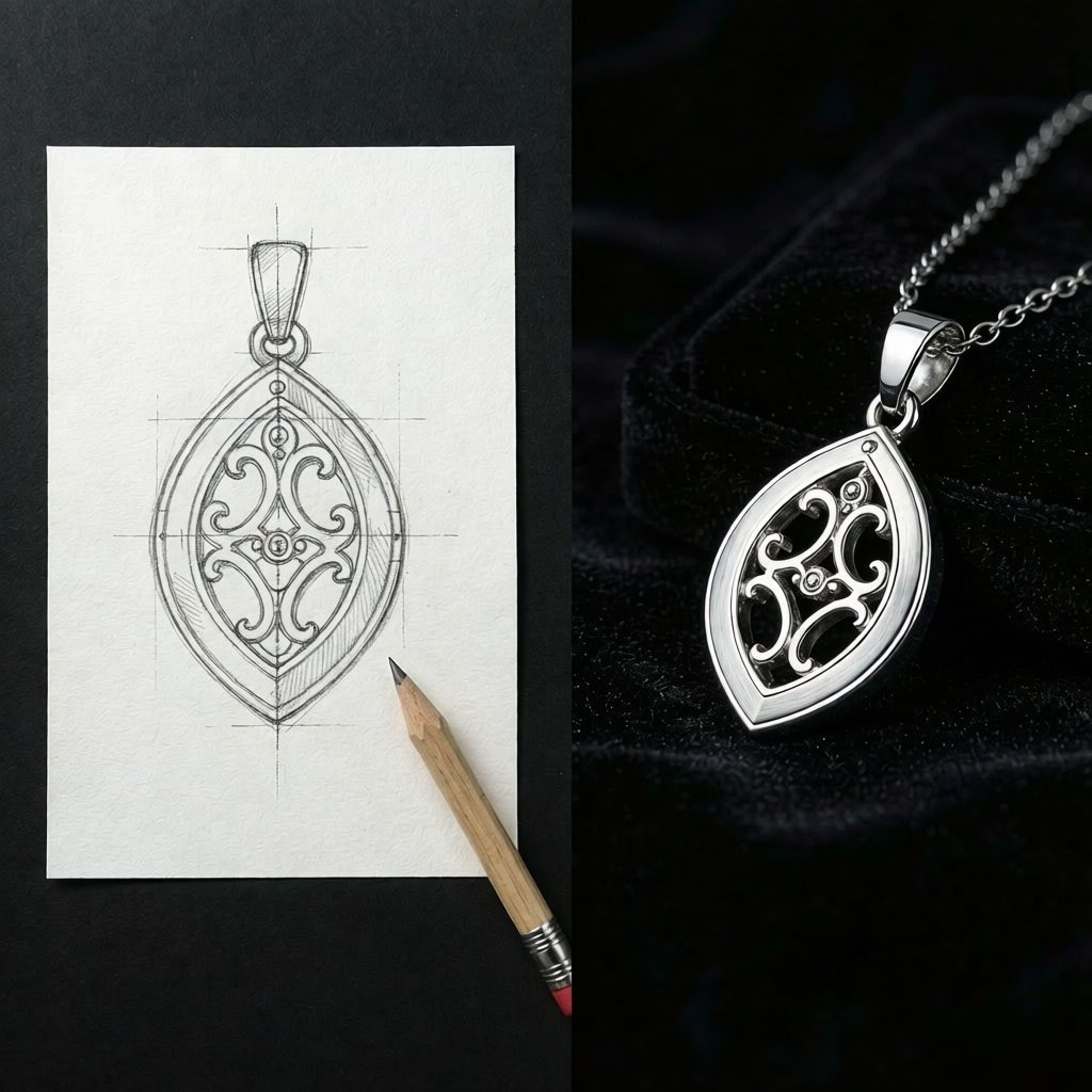 3D-rendered heart-shaped silver ring on a design workstation