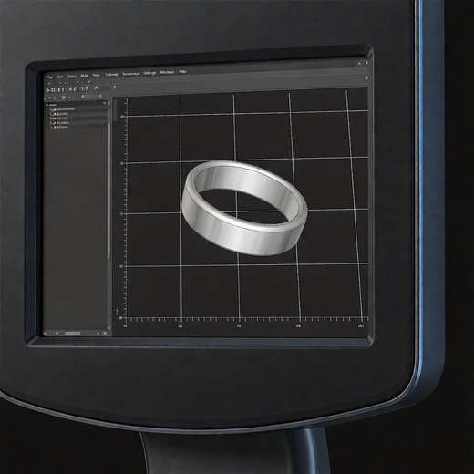 Jeweler inspecting silver rings with a loupe for quality verification