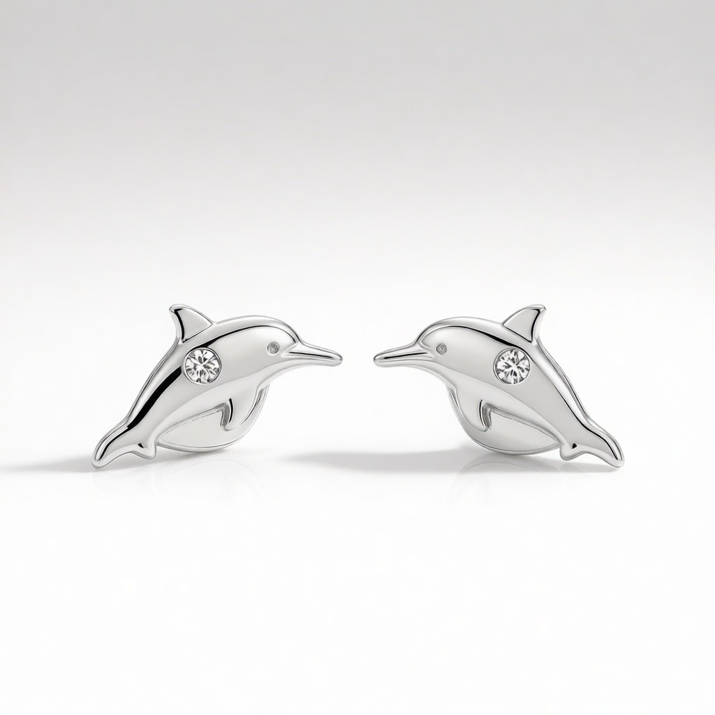 Custom 925 Sterling Silver Baiji Dolphin Layered Relief Earrings for OEM ODM