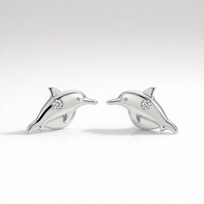 Baiji Dolphin Relief Earrings | for Ocean Lovers | 925 Silver | CZ / Moissanite | Hengdian Silver