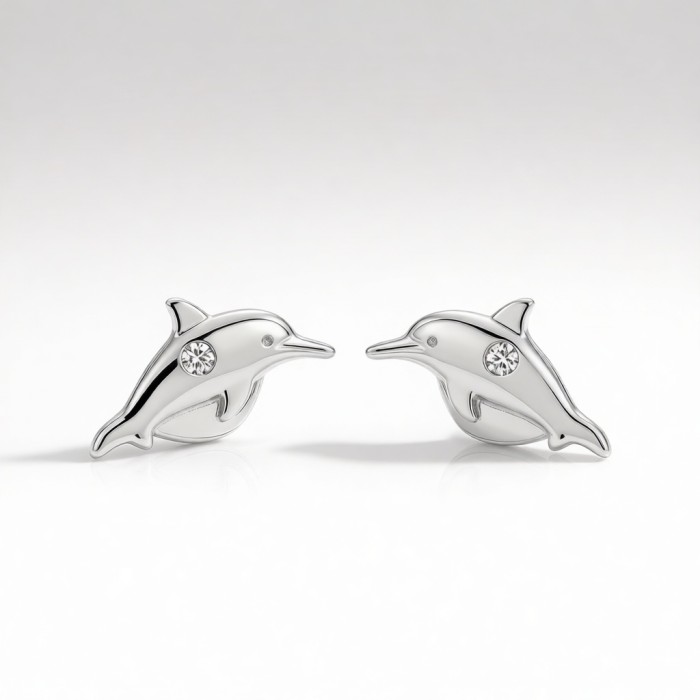 Baiji Dolphin Relief Earrings | for Ocean Lovers | 925 Silver | CZ / Moissanite | Hengdian Silver