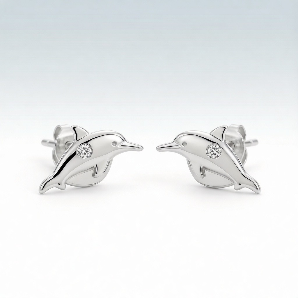 Baiji Dolphin Layered Relief earrings detail view