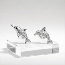 Baiji Dolphin Pavé Earrings | 925 Sterling Silver | CZ / Moissanite | Bespoke | Hengdian Silver