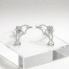 Baiji Dolphin Line Earrings | Hengdian Silver | for Beach Weddings | 925 Silver | CZ / Moissanite