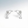 Baiji Dolphin Line Earrings | Hengdian Silver | for Beach Weddings | 925 Silver | CZ / Moissanite