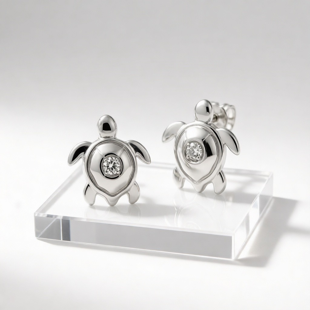 Personalized 925 Sterling Silver Hawksbill Turtle Layered Relief Earrings
